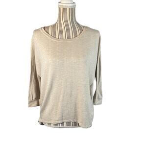 Charlotte Russe Beige Long Sleeve Hi-Lo Pullover Knit Blouse Women Sz S